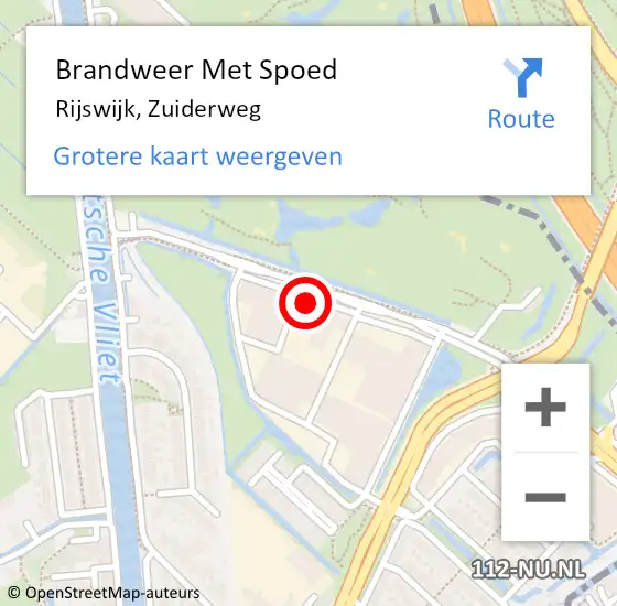 Locatie op kaart van de 112 melding: Brandweer Met Spoed Naar Rijswijk, Zuiderweg op 12 oktober 2023 20:15