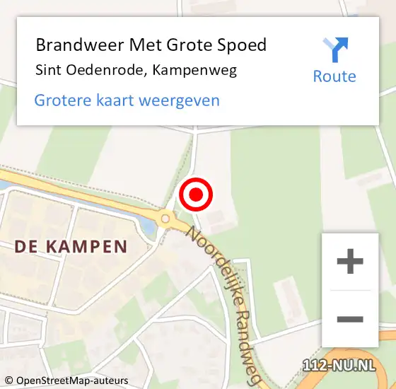 Locatie op kaart van de 112 melding: Brandweer Met Grote Spoed Naar Sint Oedenrode, Kampenweg op 12 oktober 2023 20:29