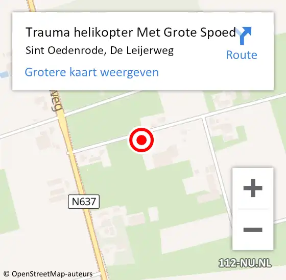 Locatie op kaart van de 112 melding: Trauma helikopter Met Grote Spoed Naar Sint Oedenrode, De Leijerweg op 12 oktober 2023 20:58