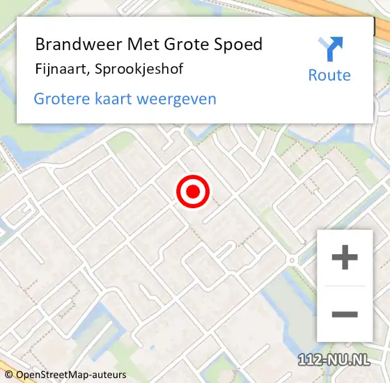 Locatie op kaart van de 112 melding: Brandweer Met Grote Spoed Naar Fijnaart, Sprookjeshof op 12 oktober 2023 21:45