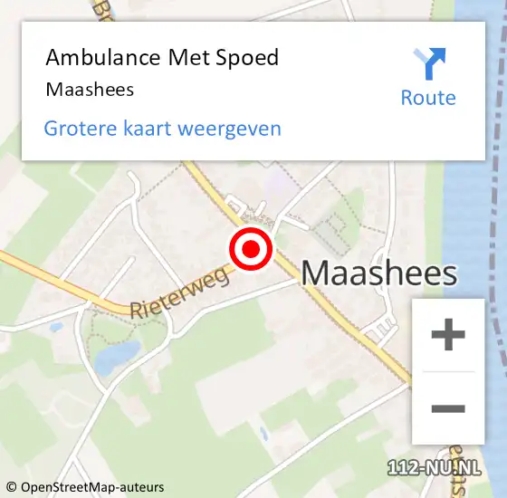 Locatie op kaart van de 112 melding: Ambulance Met Spoed Naar Maashees op 12 oktober 2023 21:47