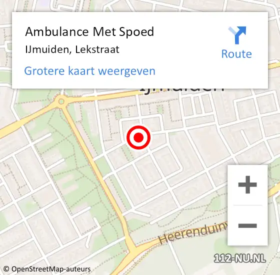 Locatie op kaart van de 112 melding: Ambulance Met Spoed Naar IJmuiden, Lekstraat op 12 oktober 2023 21:52