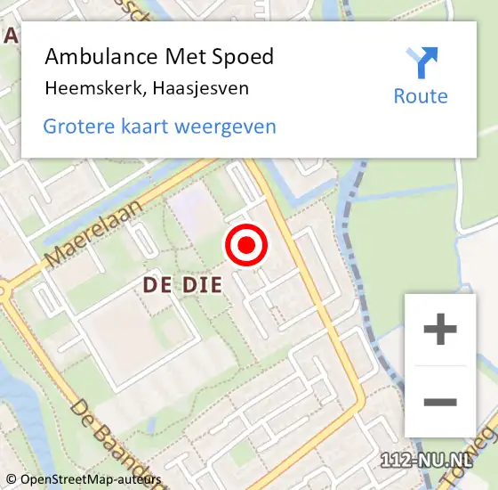 Locatie op kaart van de 112 melding: Ambulance Met Spoed Naar Heemskerk, Haasjesven op 12 oktober 2023 22:00