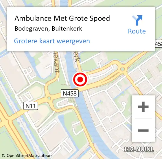 Locatie op kaart van de 112 melding: Ambulance Met Grote Spoed Naar Bodegraven, Buitenkerk op 12 oktober 2023 22:08