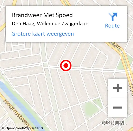 Locatie op kaart van de 112 melding: Brandweer Met Spoed Naar Den Haag, Willem de Zwijgerlaan op 12 oktober 2023 22:43