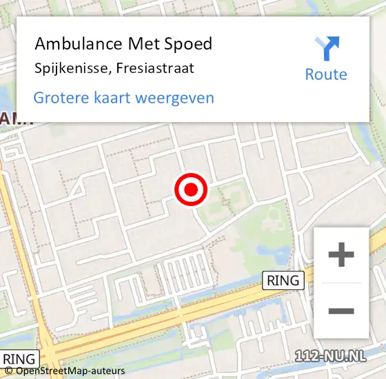 Locatie op kaart van de 112 melding: Ambulance Met Spoed Naar Spijkenisse, Fresiastraat op 12 oktober 2023 23:05