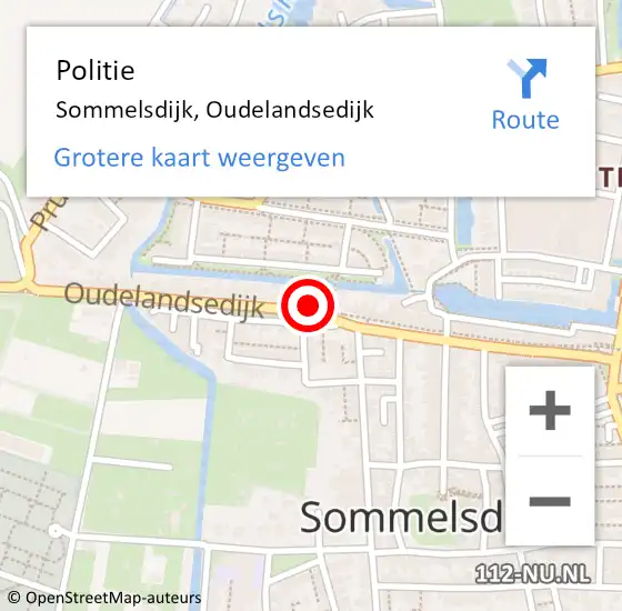 Locatie op kaart van de 112 melding: Politie Sommelsdijk, Oudelandsedijk op 12 oktober 2023 23:21