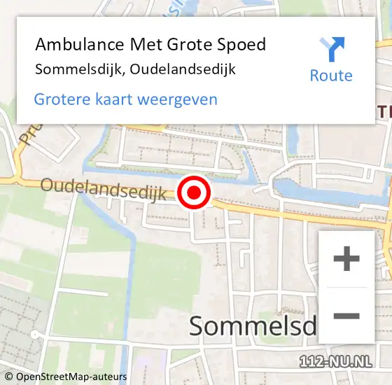 Locatie op kaart van de 112 melding: Ambulance Met Grote Spoed Naar Sommelsdijk, Oudelandsedijk op 12 oktober 2023 23:22