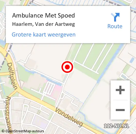 Locatie op kaart van de 112 melding: Ambulance Met Spoed Naar Haarlem, Van der Aartweg op 13 oktober 2023 01:12