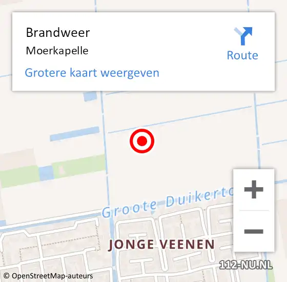 Locatie op kaart van de 112 melding: Brandweer Moerkapelle op 13 oktober 2023 01:30