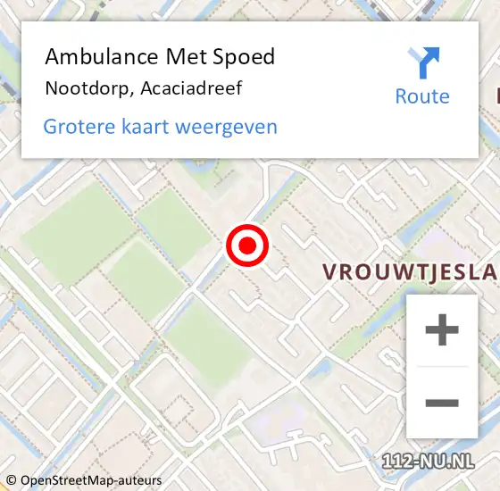 Locatie op kaart van de 112 melding: Ambulance Met Spoed Naar Nootdorp, Acaciadreef op 13 oktober 2023 02:55