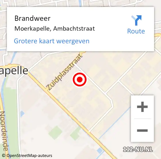 Locatie op kaart van de 112 melding: Brandweer Moerkapelle, Ambachtstraat op 13 oktober 2023 04:52