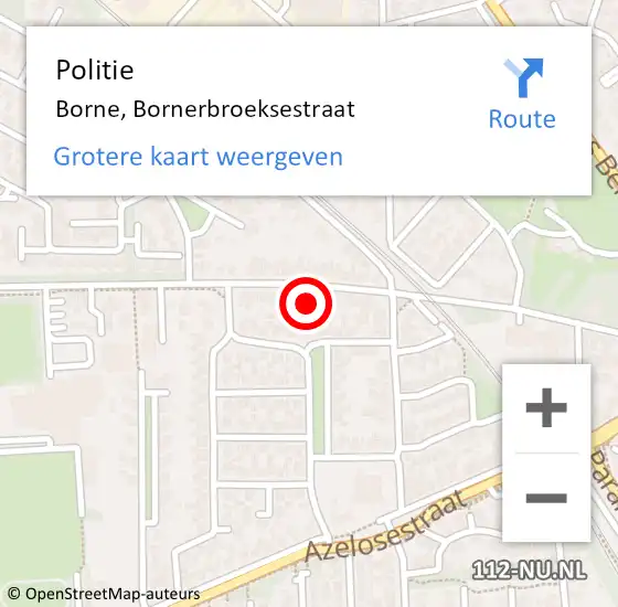 Locatie op kaart van de 112 melding: Politie Borne, Bornerbroeksestraat op 13 oktober 2023 05:45