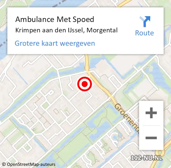 Locatie op kaart van de 112 melding: Ambulance Met Spoed Naar Krimpen aan den IJssel, Morgental op 13 oktober 2023 06:22