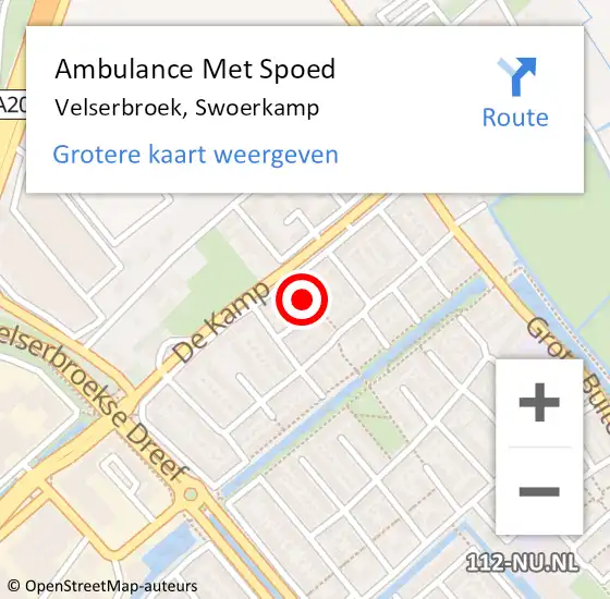 Locatie op kaart van de 112 melding: Ambulance Met Spoed Naar Velserbroek, Swoerkamp op 13 oktober 2023 06:48