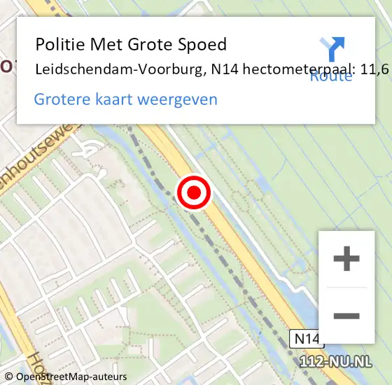 Locatie op kaart van de 112 melding: Politie Met Grote Spoed Naar Leidschendam-Voorburg, N14 hectometerpaal: 11,6 op 13 oktober 2023 06:59