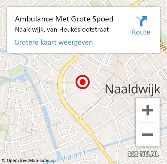 Locatie op kaart van de 112 melding: Ambulance Met Grote Spoed Naar Naaldwijk, van Heukeslootstraat op 13 oktober 2023 07:13