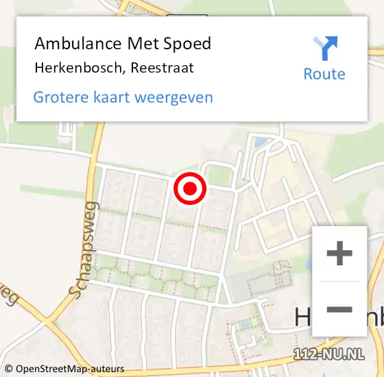 Locatie op kaart van de 112 melding: Ambulance Met Spoed Naar Herkenbosch, Reestraat op 13 oktober 2023 07:52