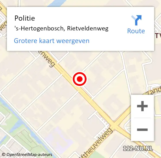 Locatie op kaart van de 112 melding: Politie 's-Hertogenbosch, Rietveldenweg op 13 oktober 2023 08:14