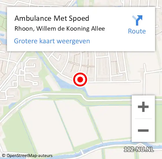 Locatie op kaart van de 112 melding: Ambulance Met Spoed Naar Rhoon, Willem de Kooning Allee op 13 oktober 2023 08:24