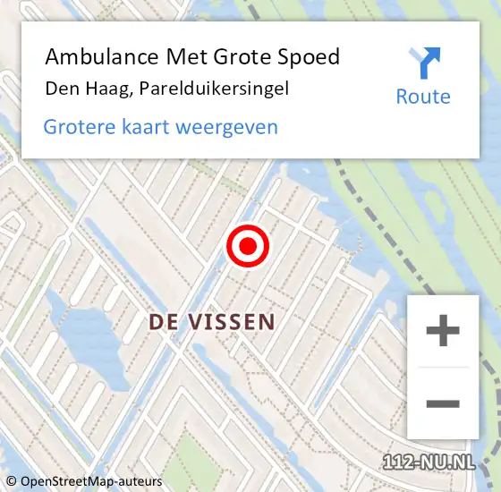 Locatie op kaart van de 112 melding: Ambulance Met Grote Spoed Naar Den Haag, Parelduikersingel op 13 oktober 2023 08:32