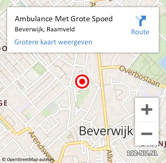 Locatie op kaart van de 112 melding: Ambulance Met Grote Spoed Naar Beverwijk, Raamveld op 13 oktober 2023 08:47