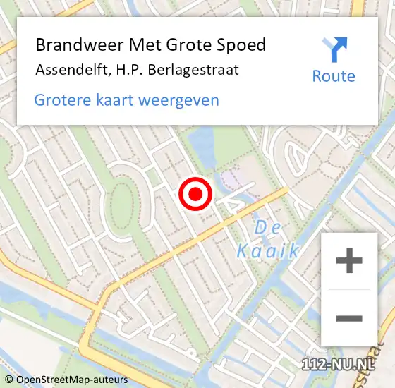 Locatie op kaart van de 112 melding: Brandweer Met Grote Spoed Naar Assendelft, H.P. Berlagestraat op 13 oktober 2023 08:59