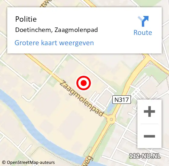 Locatie op kaart van de 112 melding: Politie Doetinchem, Zaagmolenpad op 13 oktober 2023 09:18