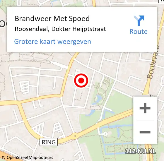 Locatie op kaart van de 112 melding: Brandweer Met Spoed Naar Roosendaal, Dokter Heijptstraat op 13 oktober 2023 09:28