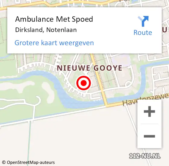 Locatie op kaart van de 112 melding: Ambulance Met Spoed Naar Dirksland, Notenlaan op 13 oktober 2023 09:40