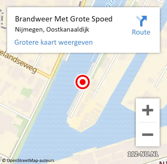 Locatie op kaart van de 112 melding: Brandweer Met Grote Spoed Naar Nijmegen, Oostkanaaldijk op 13 oktober 2023 09:50