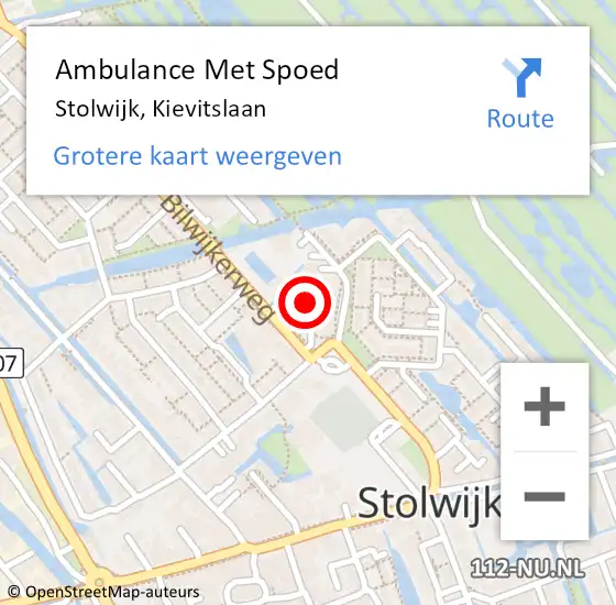 Locatie op kaart van de 112 melding: Ambulance Met Spoed Naar Stolwijk, Kievitslaan op 13 oktober 2023 09:59