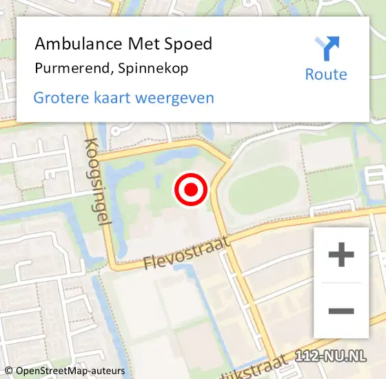 Locatie op kaart van de 112 melding: Ambulance Met Spoed Naar Purmerend, Spinnekop op 13 oktober 2023 10:11