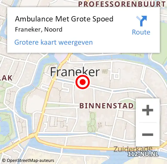 Locatie op kaart van de 112 melding: Ambulance Met Grote Spoed Naar Franeker, Noord op 11 september 2014 13:08