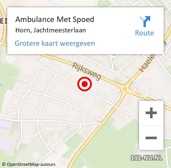 Locatie op kaart van de 112 melding: Ambulance Met Spoed Naar Horn, Jachtmeesterlaan op 13 oktober 2023 10:21