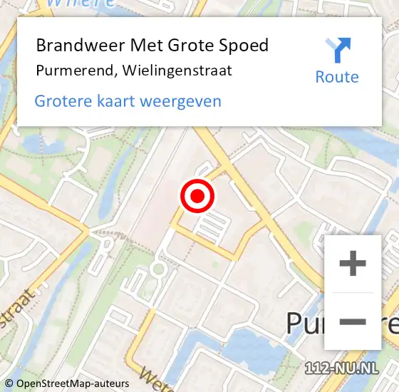 Locatie op kaart van de 112 melding: Brandweer Met Grote Spoed Naar Purmerend, Wielingenstraat op 13 oktober 2023 10:23