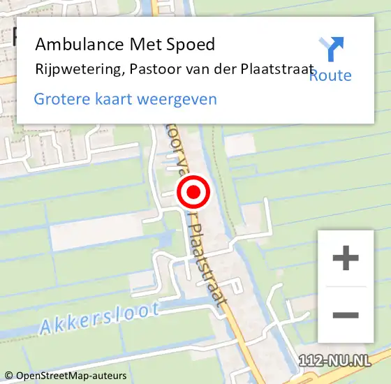 Locatie op kaart van de 112 melding: Ambulance Met Spoed Naar Rijpwetering, Pastoor van der Plaatstraat op 13 oktober 2023 10:28