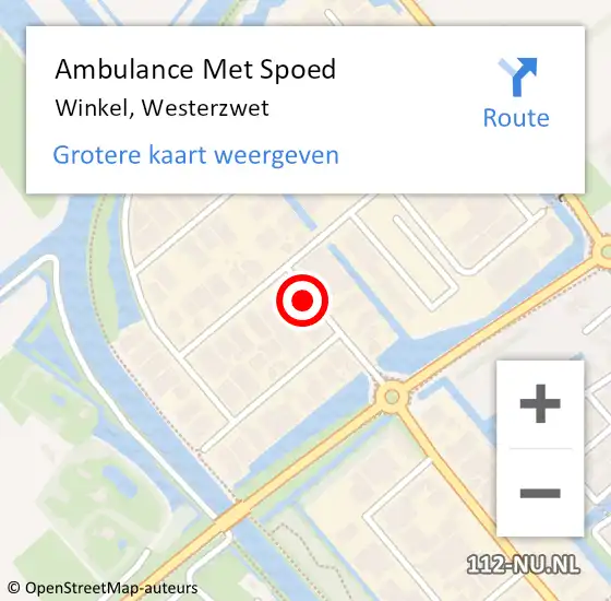 Locatie op kaart van de 112 melding: Ambulance Met Spoed Naar Winkel, Westerzwet op 13 oktober 2023 10:59