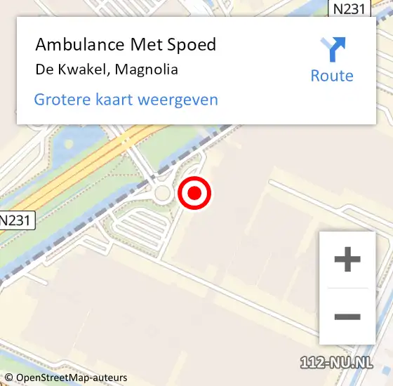 Locatie op kaart van de 112 melding: Ambulance Met Spoed Naar De Kwakel, Magnolia op 13 oktober 2023 11:14