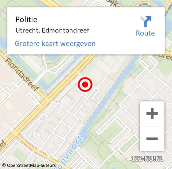 Locatie op kaart van de 112 melding: Politie Utrecht, Edmontondreef op 13 oktober 2023 11:58