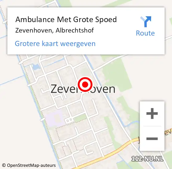 Locatie op kaart van de 112 melding: Ambulance Met Grote Spoed Naar Zevenhoven, Albrechtshof op 13 oktober 2023 12:19