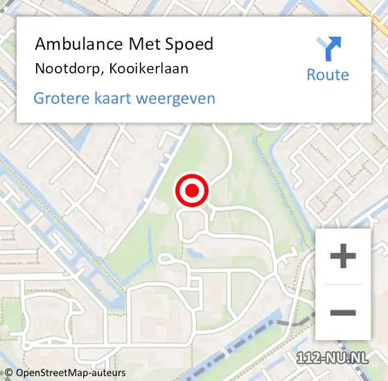 Locatie op kaart van de 112 melding: Ambulance Met Spoed Naar Nootdorp, Kooikerlaan op 13 oktober 2023 12:45
