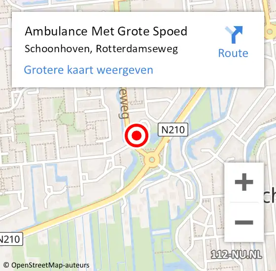 Locatie op kaart van de 112 melding: Ambulance Met Grote Spoed Naar Schoonhoven, Rotterdamseweg op 13 oktober 2023 12:46
