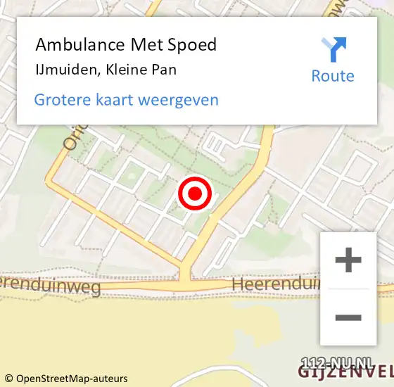 Locatie op kaart van de 112 melding: Ambulance Met Spoed Naar IJmuiden, Kleine Pan op 13 oktober 2023 12:47