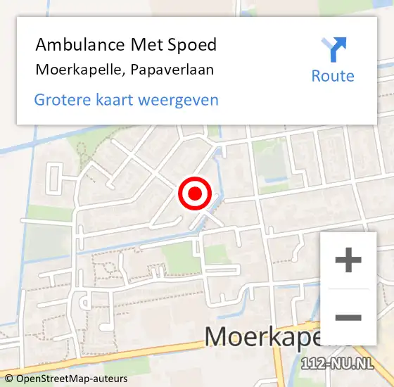 Locatie op kaart van de 112 melding: Ambulance Met Spoed Naar Moerkapelle, Papaverlaan op 13 oktober 2023 12:49