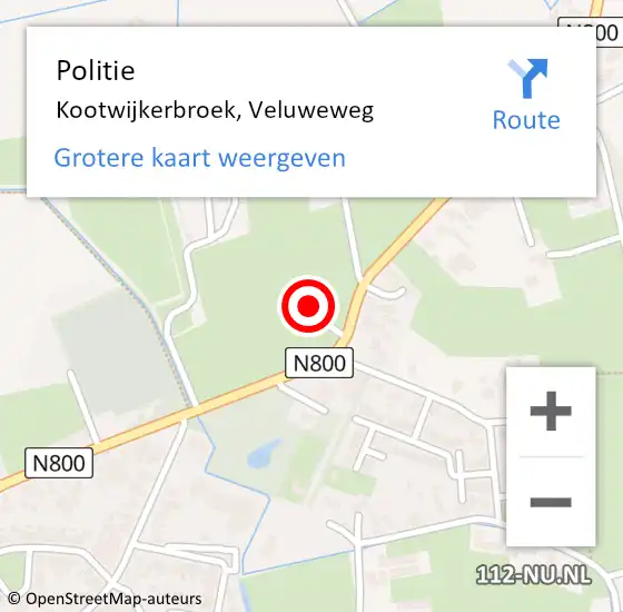 Locatie op kaart van de 112 melding: Politie Kootwijkerbroek, Veluweweg op 13 oktober 2023 12:51