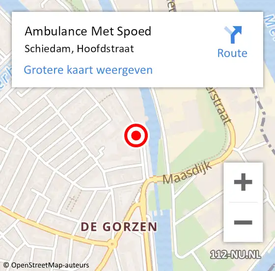 Locatie op kaart van de 112 melding: Ambulance Met Spoed Naar Schiedam, Hoofdstraat op 13 oktober 2023 13:17