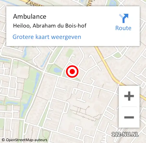 Locatie op kaart van de 112 melding: Ambulance Heiloo, Abraham du Bois-hof op 13 oktober 2023 13:20