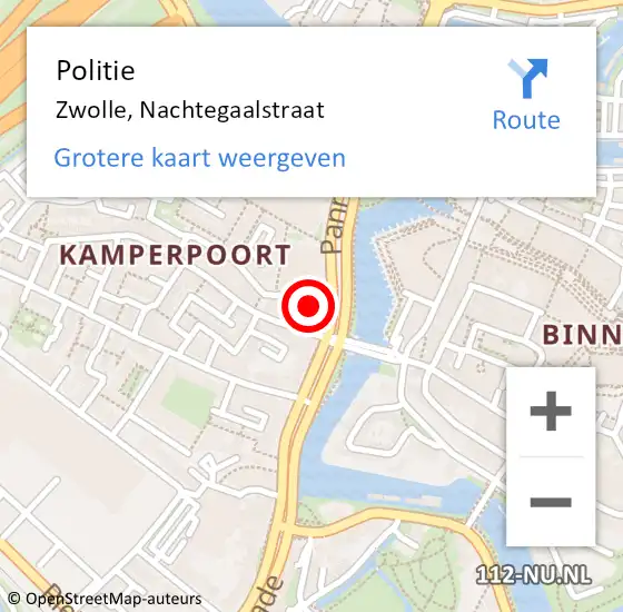 Locatie op kaart van de 112 melding: Politie Zwolle, Nachtegaalstraat op 13 oktober 2023 13:35