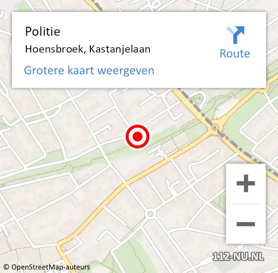 Locatie op kaart van de 112 melding: Politie Hoensbroek, Kastanjelaan op 13 oktober 2023 13:54